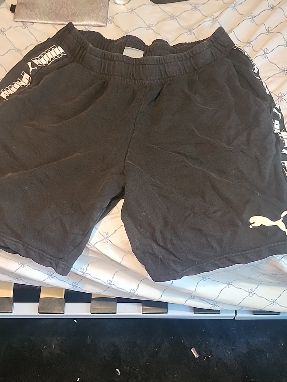Puma Black Men's Athletic Shorts with White Puma Logos